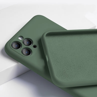 For iPhone 11 Case Liquid Silicone Matte Soft Cover For Apple iPhone 11 Pro Max Flexible Shockproof Phone Case Midnight Green