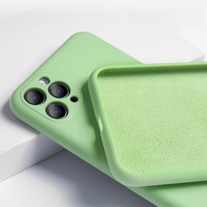 For iPhone 11 Case Liquid Silicone Matte Soft Cover For Apple iPhone 11 Pro Max Flexible Shockproof Phone Case Midnight Green